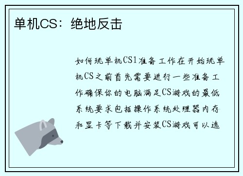 单机CS：绝地反击